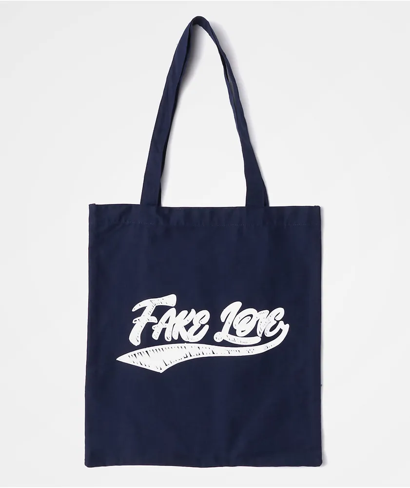 BTS Varsity Fake Love Navy Blue Tote Bag | Arden Fair