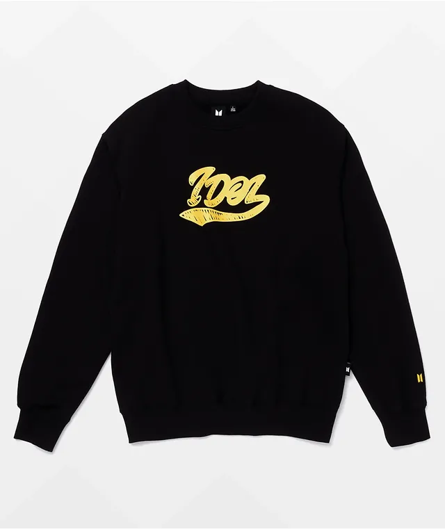 BTS Varsity Idol Black Crew Neck Sweatshirt | Vancouver Mall