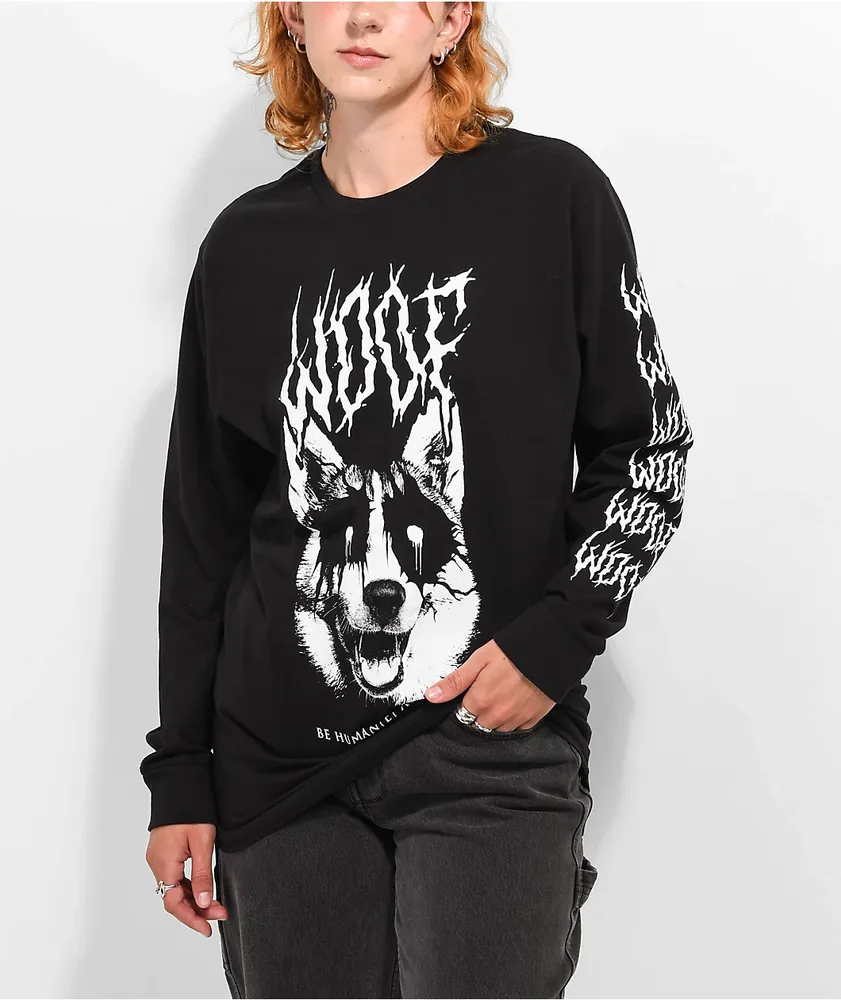 Be Humane Death Metal Dog Black Long Sleeve T Shirt CoolSprings