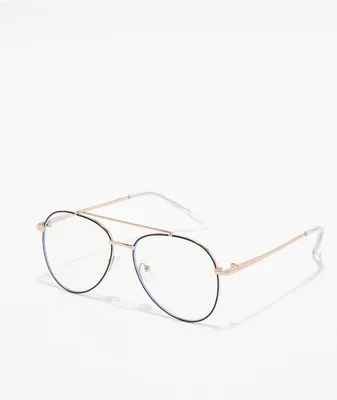 Zumiez Pilot Gold & Clear Blue Light Glasses | Hamilton Place