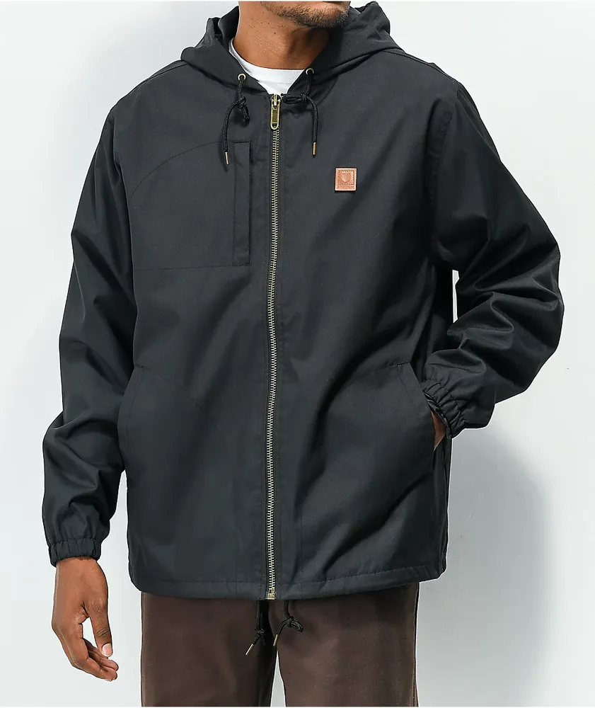Brixton claxton black hooded hot sale windbreaker