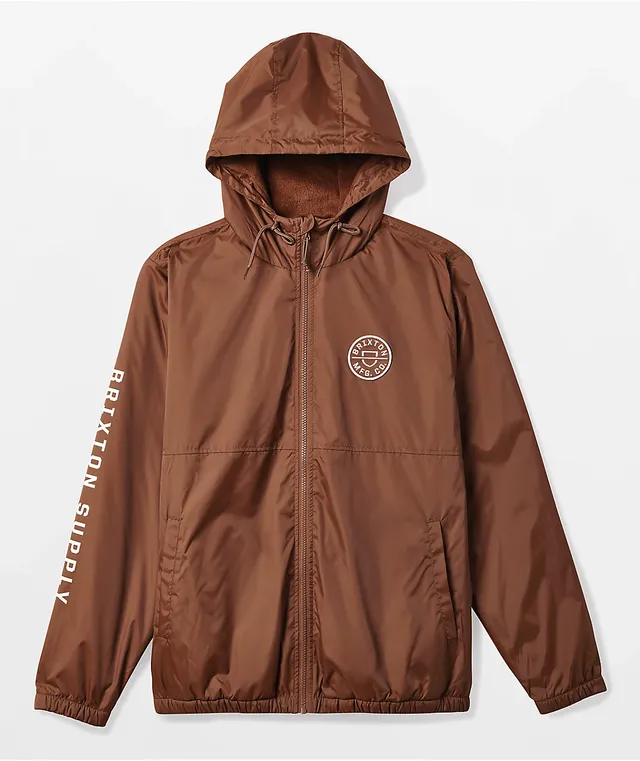 Brixton Claxton Crest Brown Windbreaker Jacket