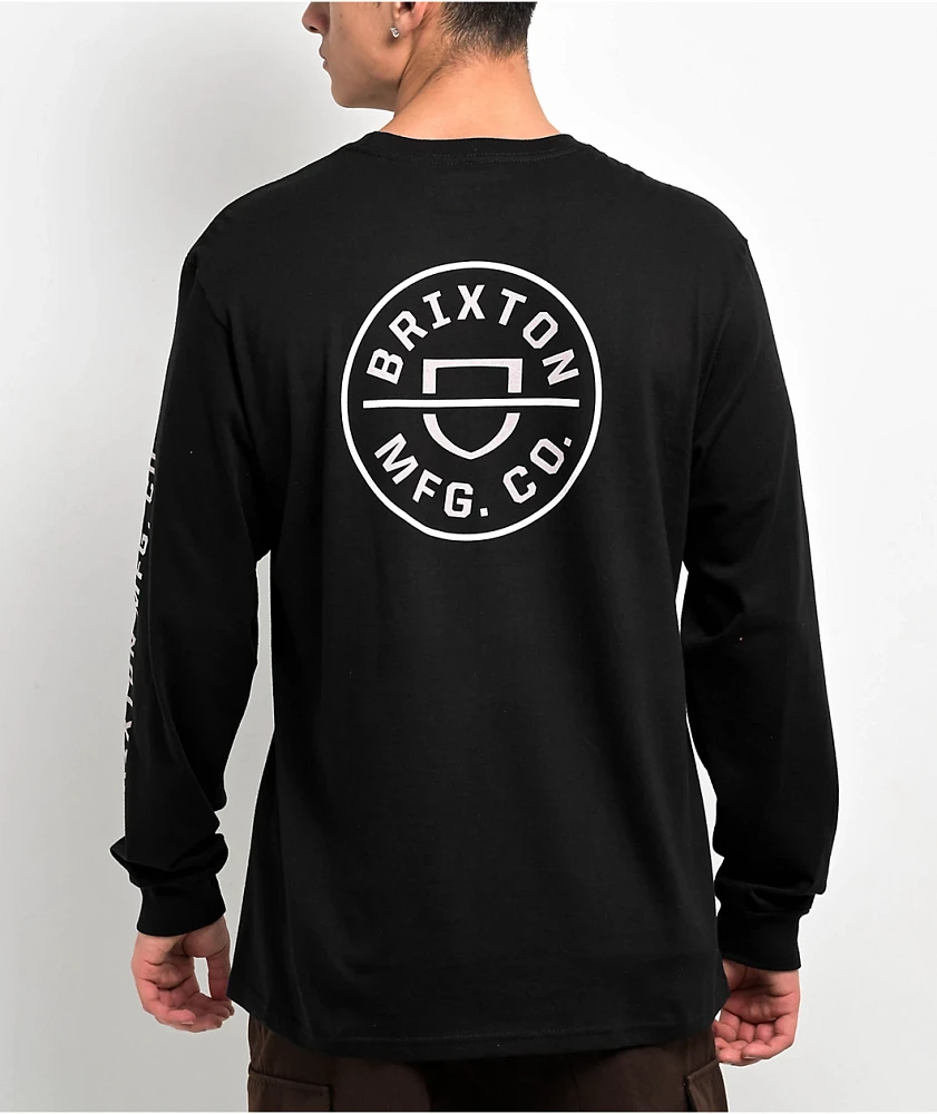 Brixton Crest Black Long Sleeve T-Shirt | Arden Fair