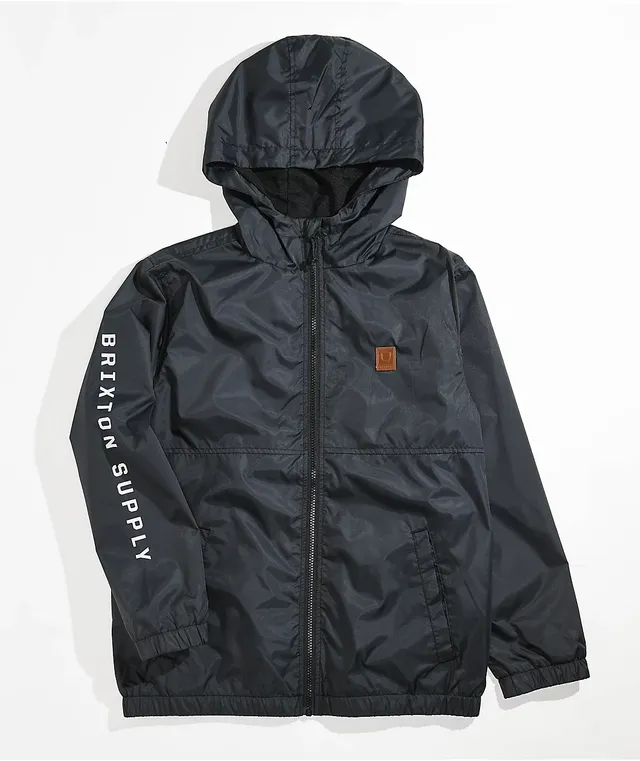 Brixton Kids Claxton Black Windbreaker Jacket Hamilton Place
