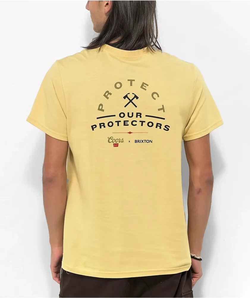 Brixton x Coors Protector II Yellow T Shirt Hamilton Place
