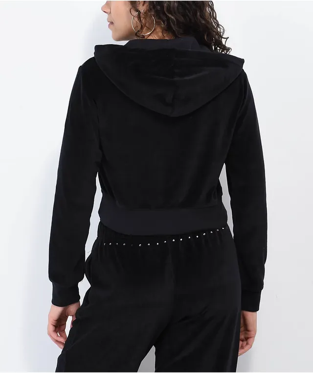 Velour crop zip hoodie sales