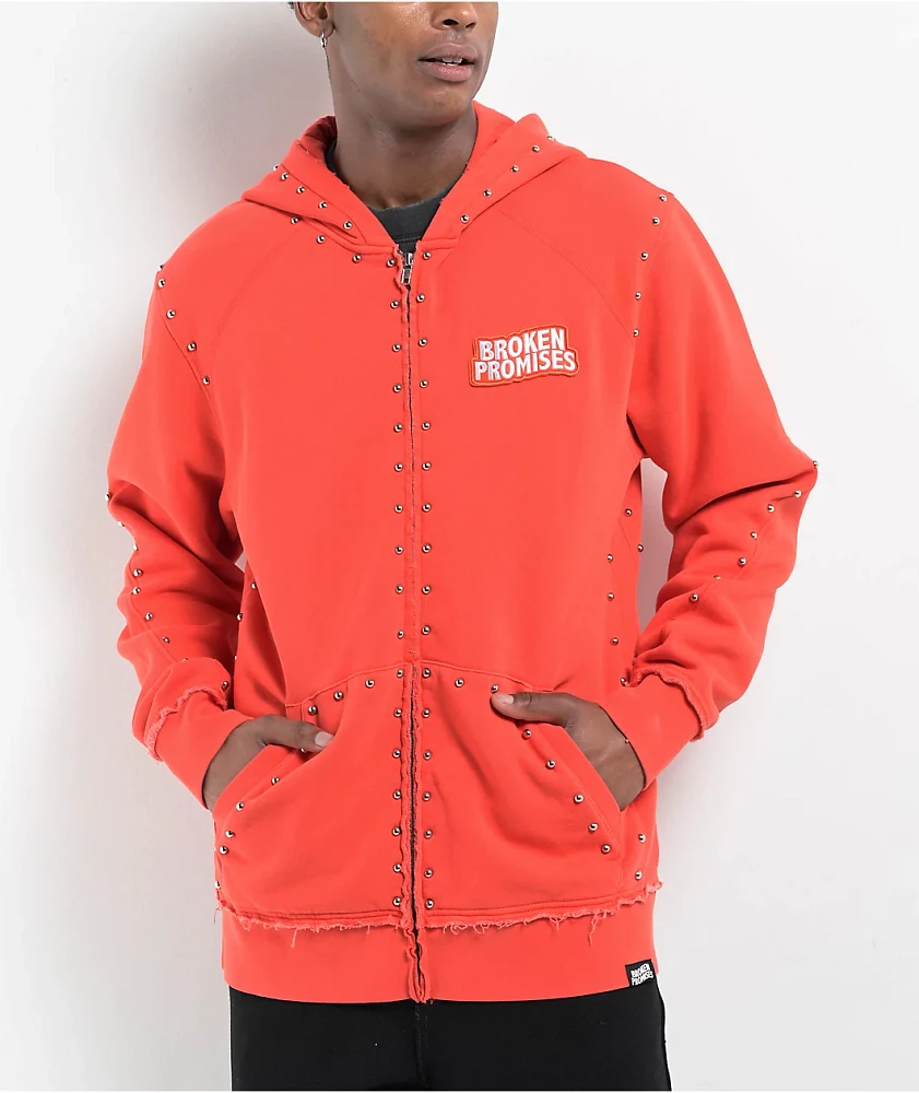 Broken Promises Adorned Red Zip Hoodie | Liberty Center