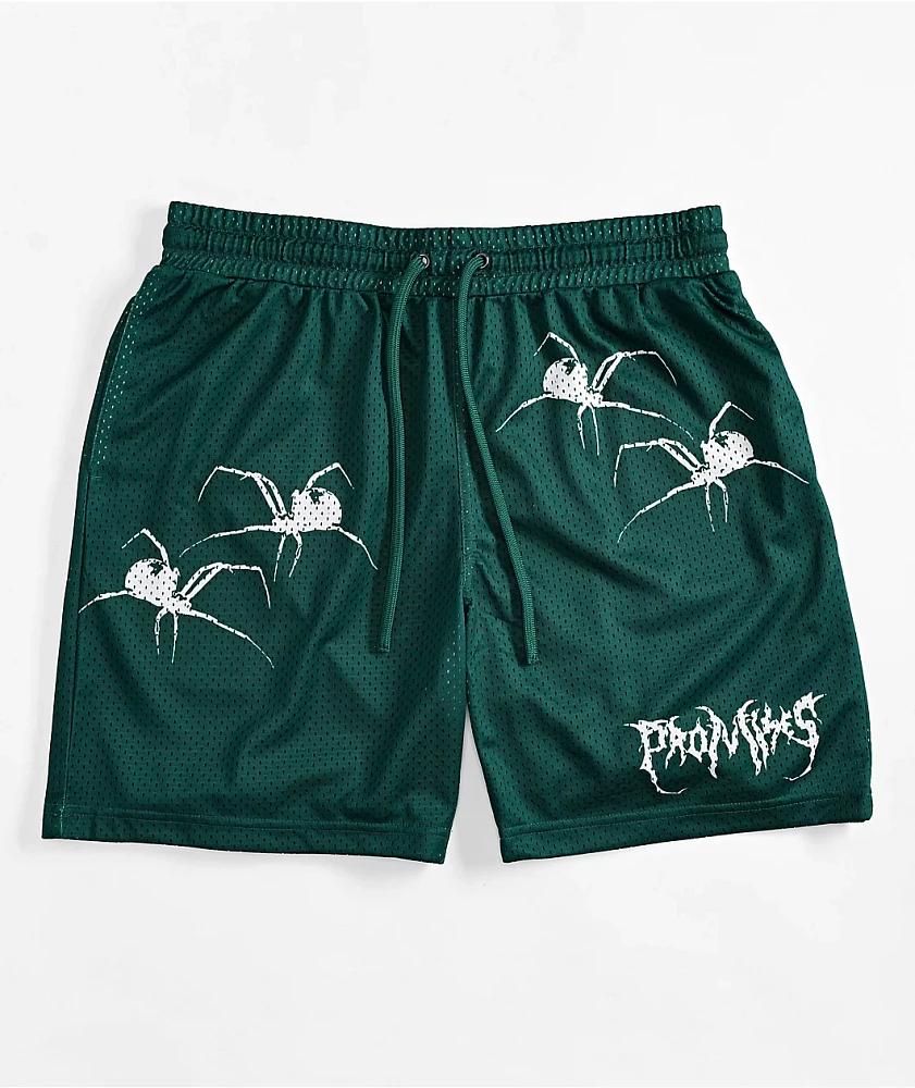 Broken Promises Arachnid Green Mesh Shorts | MainPlace Mall