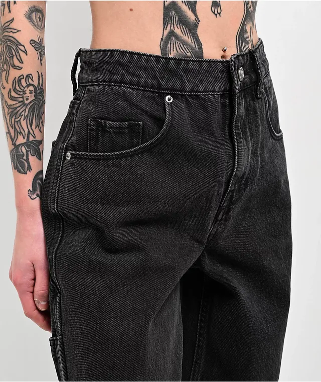 Broken Promises Slogan Split Dye Blue & Black Denim Jeans