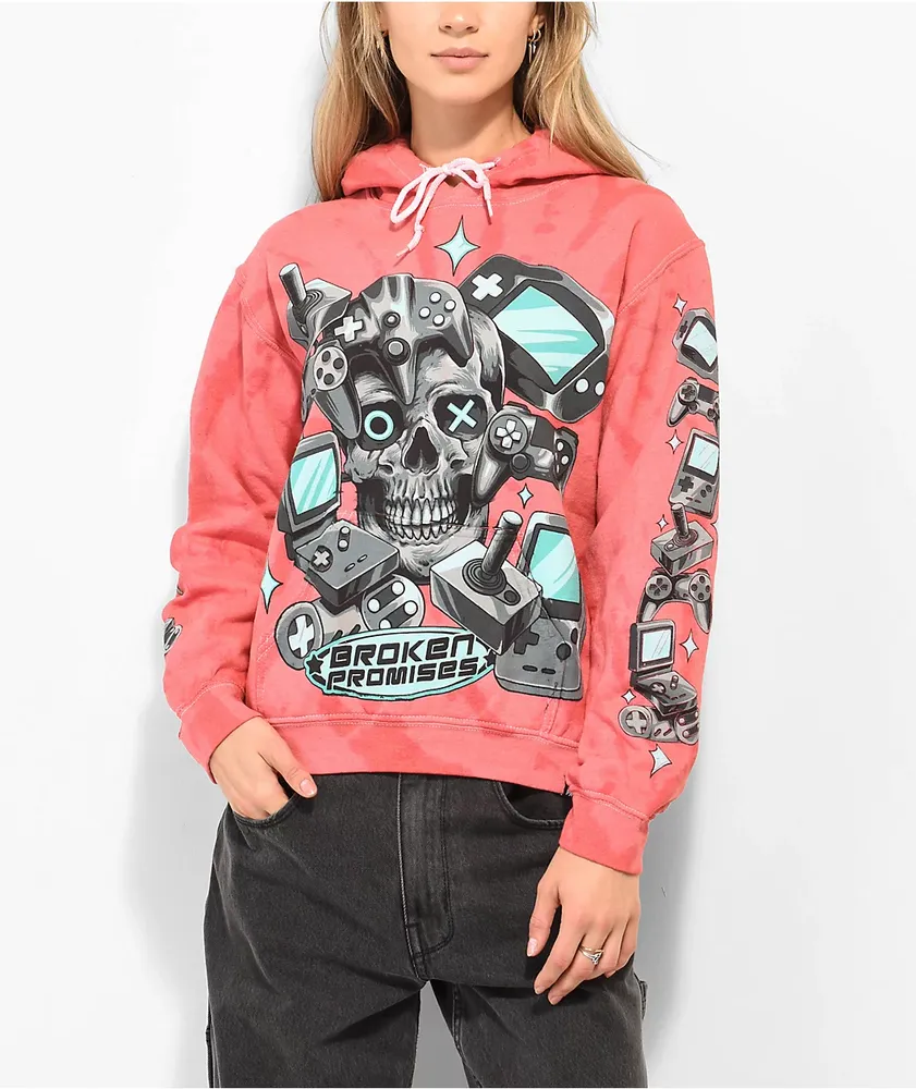 Broken promises red tie dye hoodie shop