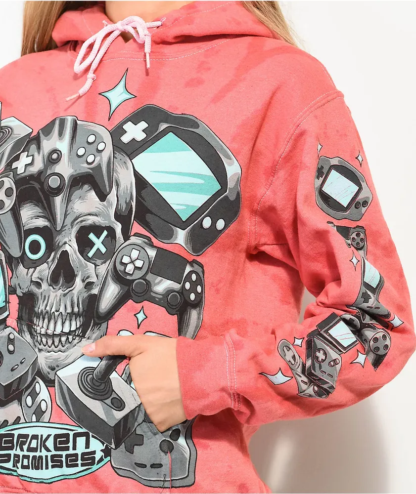 Broken promises red discount tie dye hoodie