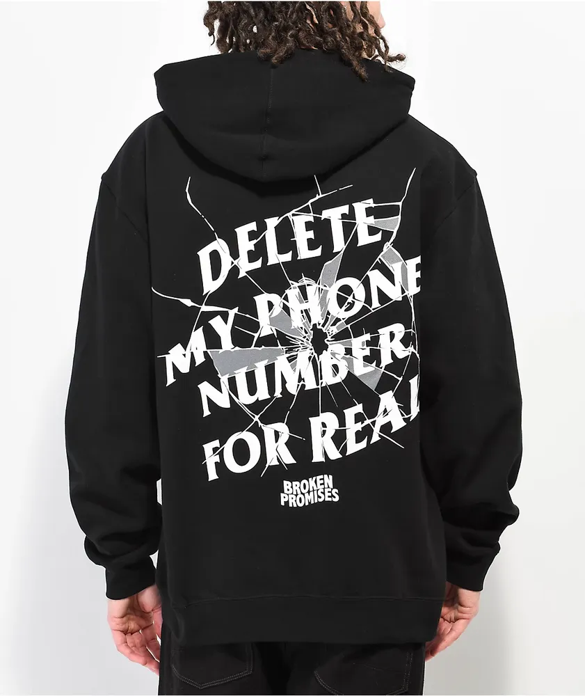 Broken Promises Cracked Screen Black Hoodie Plaza Las Americas
