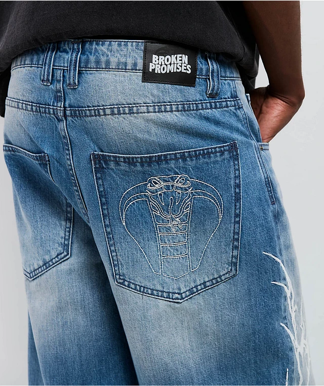 Broken Promises CyberSig Blue Wash Baggy Jeans | MainPlace Mall