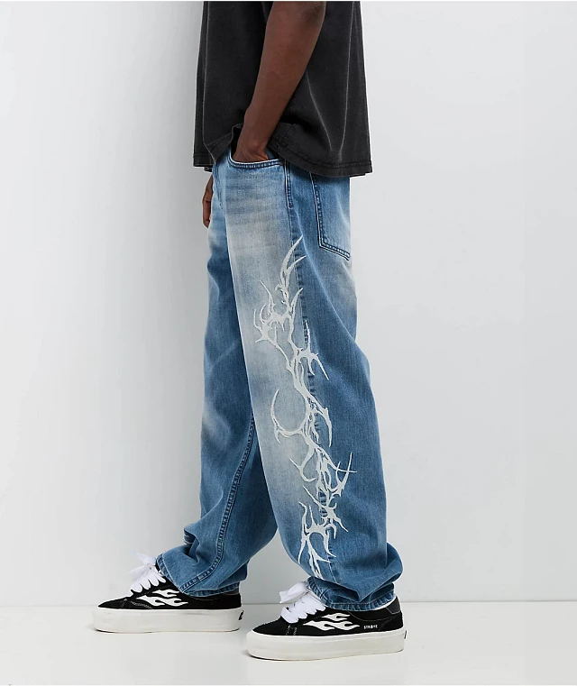Broken Promises CyberSig Blue Wash Baggy Jeans | MainPlace Mall