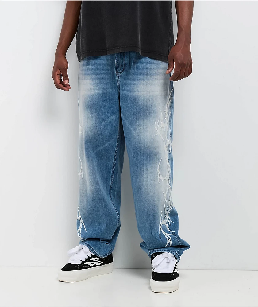 Broken Promises CyberSig Blue Wash Baggy Jeans | Arden Fair