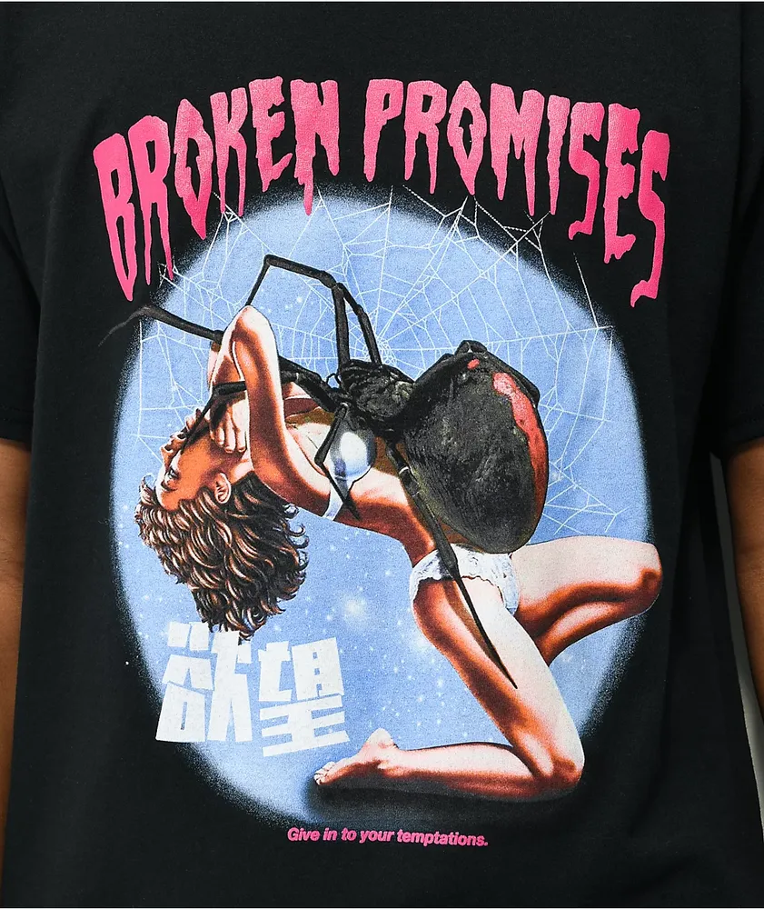 Broken Promises Dark Web Black T-Shirt | MainPlace Mall