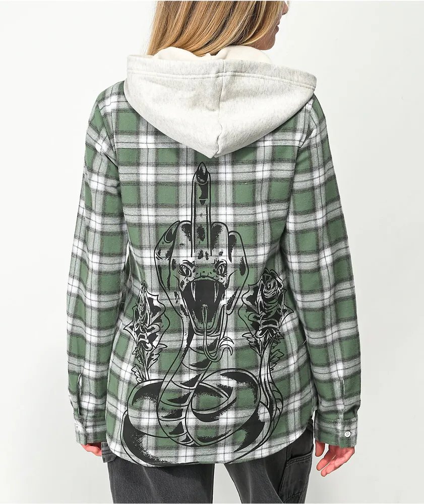 Green hooded flannel store