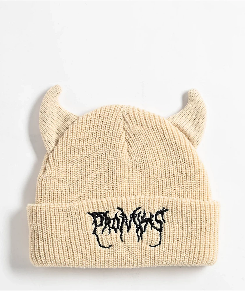 Broken Promises Khaki Horn Beanie | MainPlace Mall