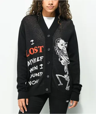 HUF Cracked Black Cardigan Sweater | MainPlace Mall