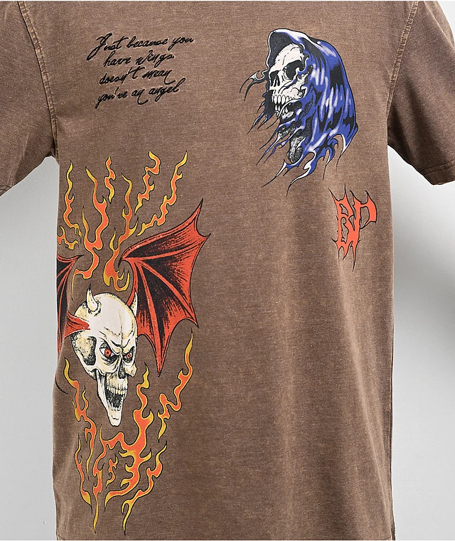 Broken Promises Poetry Embroidered Brown T-Shirt | MainPlace Mall