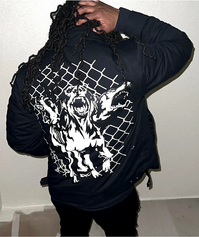 Broken Promises Rabid Printed Black Work Jacket at CoolSprings