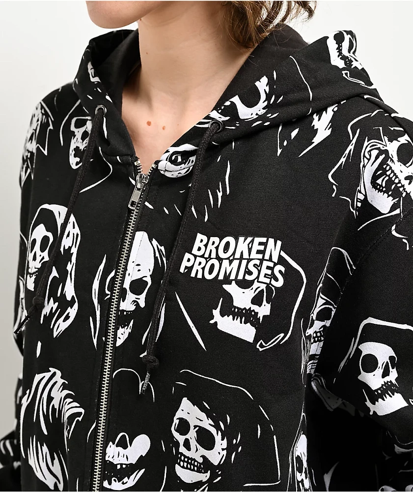 Broken Promises Reaper Guide Black Zip Hoodie | Arden Fair