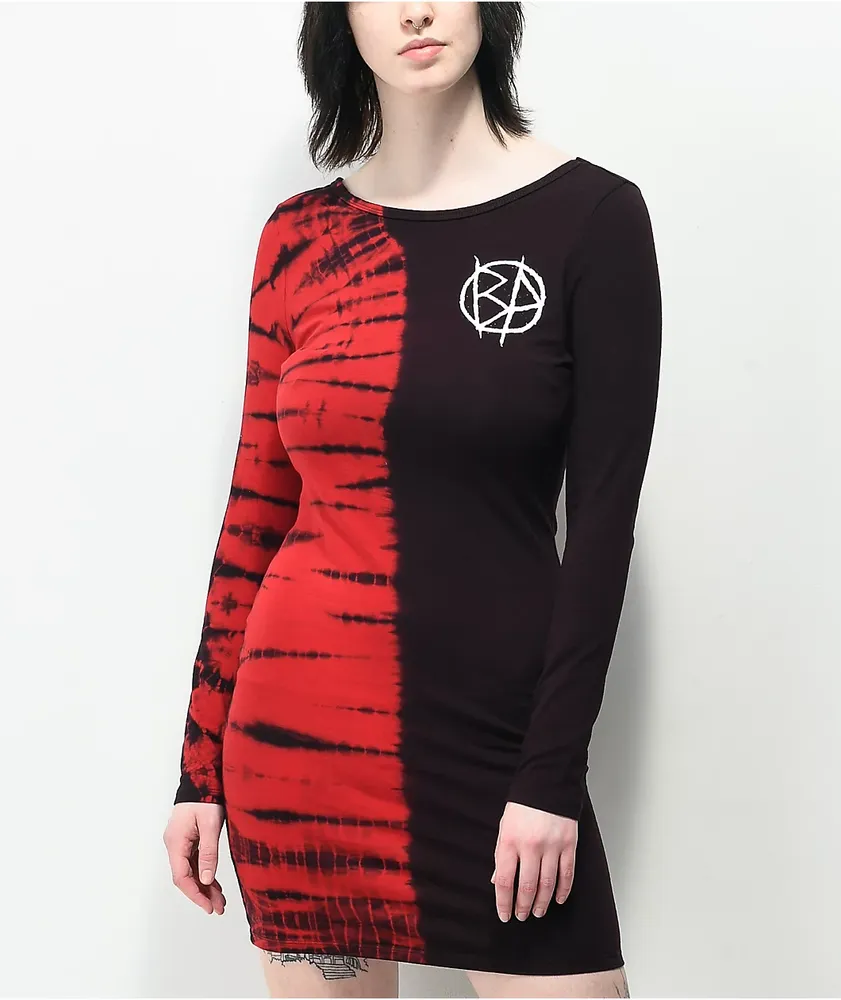 Tie dye bell sleeve dress on sale
