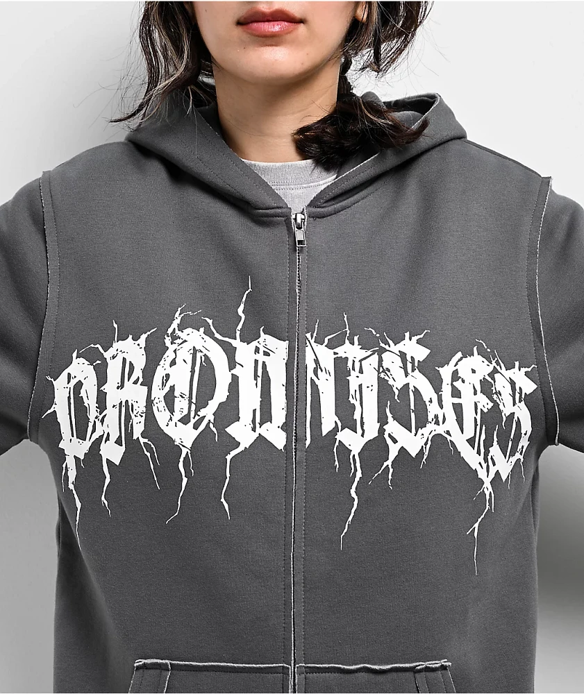 Broken Promises Shocked Horn Grey Zip Hoodie at Hamilton Place in
