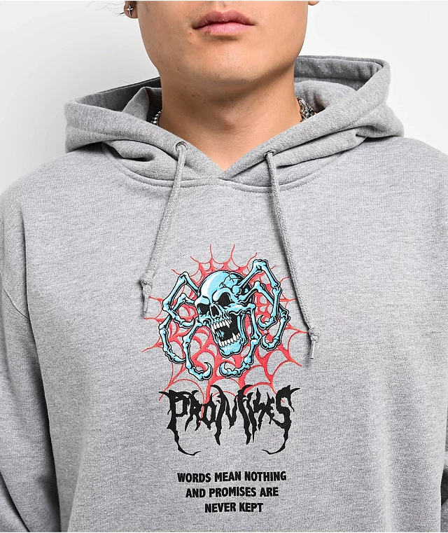 Broken Promises Spiderling Grey Hoodie Shop Midtown