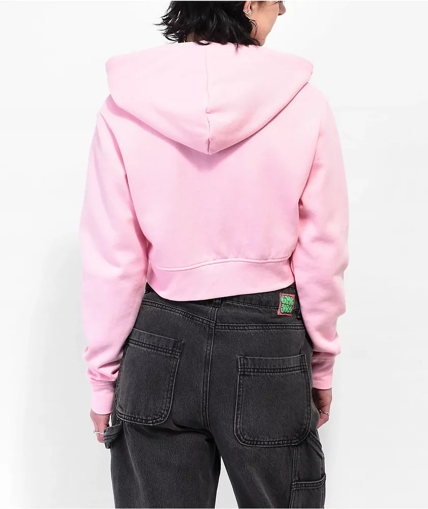 Pink crop shop zip hoodie