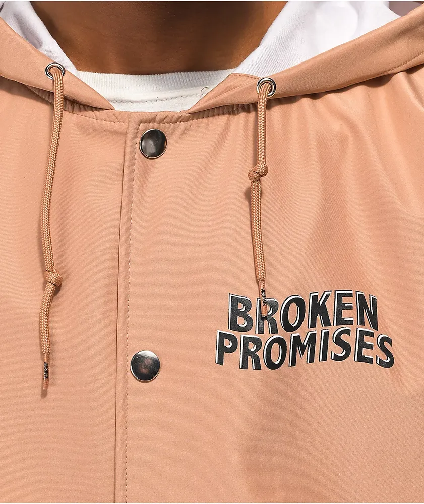 Broken Promises Text First Tan Windbreaker Jacket Coquitlam Centre