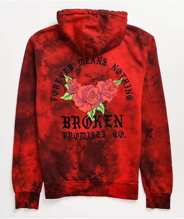Broken Promises Trio Of Roses Red Tie Dye Hoodie CoolSprings