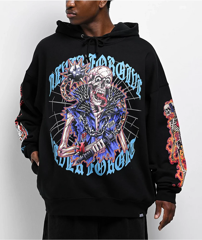 y2k“broken”2XO”激鬼フェード“ブルー“襤褸 hoodie Broken Promises Unforgiven Black Hoodie at Hamilton Place in