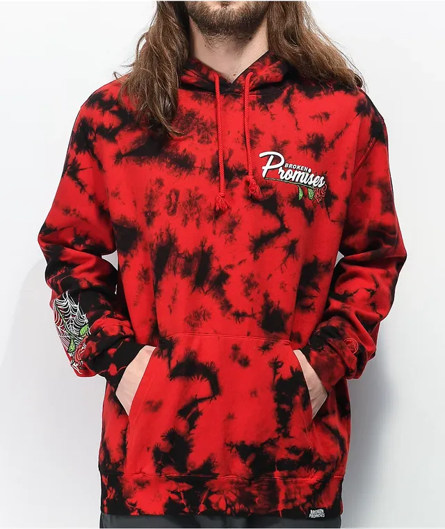 Broken promises red tie dye deals hoodie