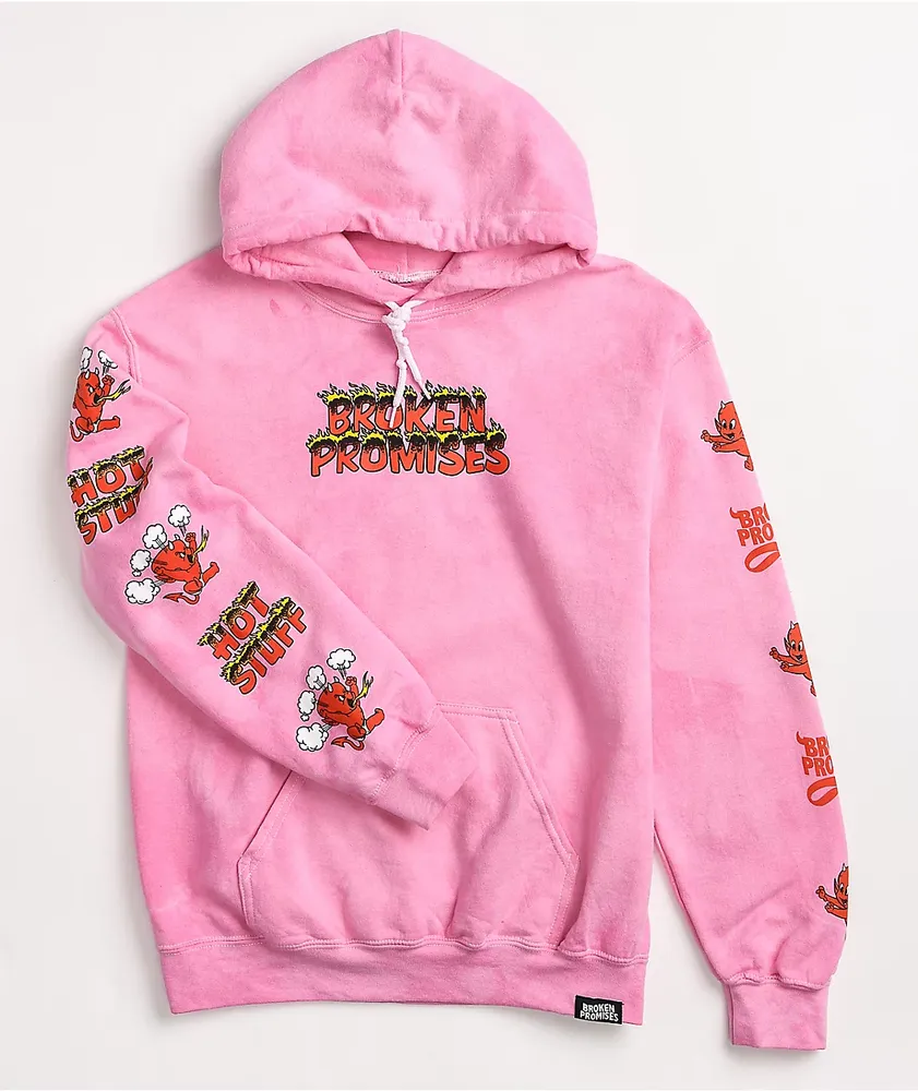 Broken promises red shop tie dye hoodie