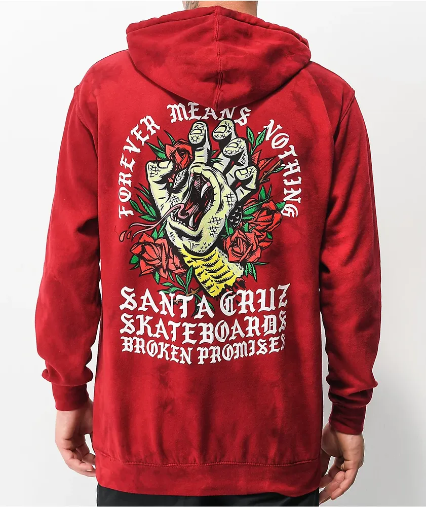 ヒスミニ エンジェル 総柄 セトア レッド 長袖 FREE 80-90 Broken Promises x Santa Cruz Screaming Red Dye Wash Hoodie