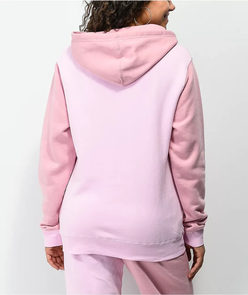 Pink color block best sale hoodie