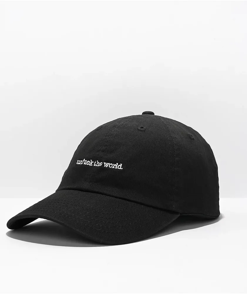 All black strapback hat top