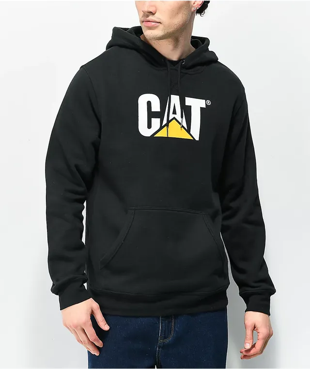 Caterpillar Men's Foundation Logo Print Hoodie Black Size Large