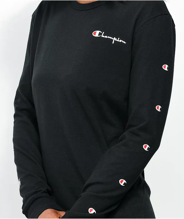 Champion script black long sleeve t-shirt online