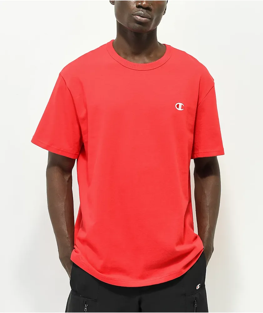 White and store red champion shirt