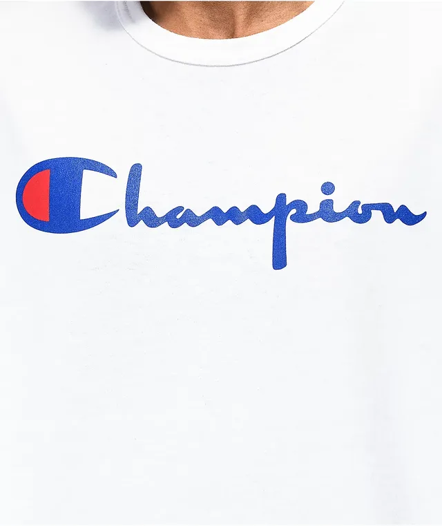 Champion script cheap white t shirt