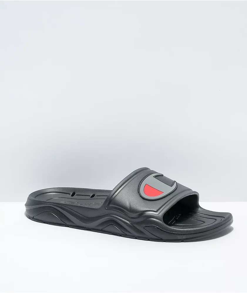 Black champion flip flops hot sale