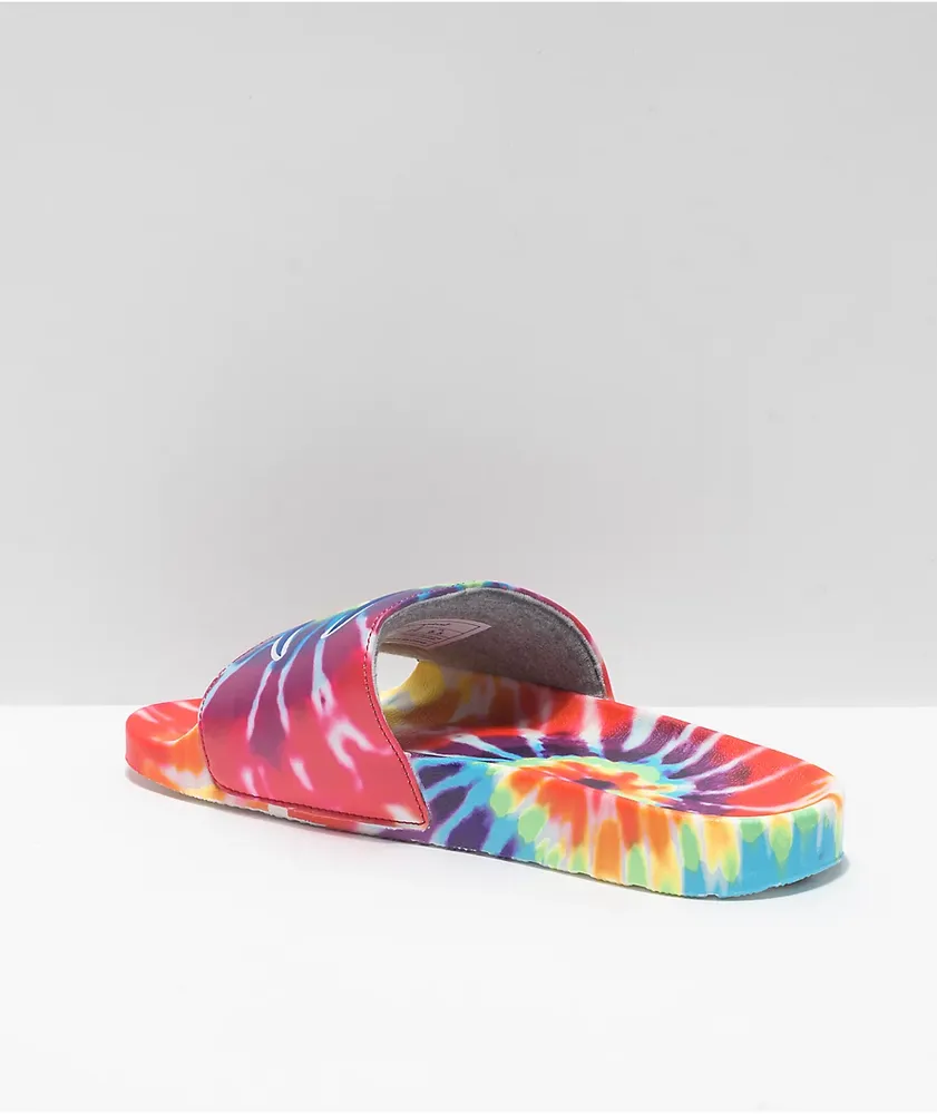 Rainbow tie top dye slides