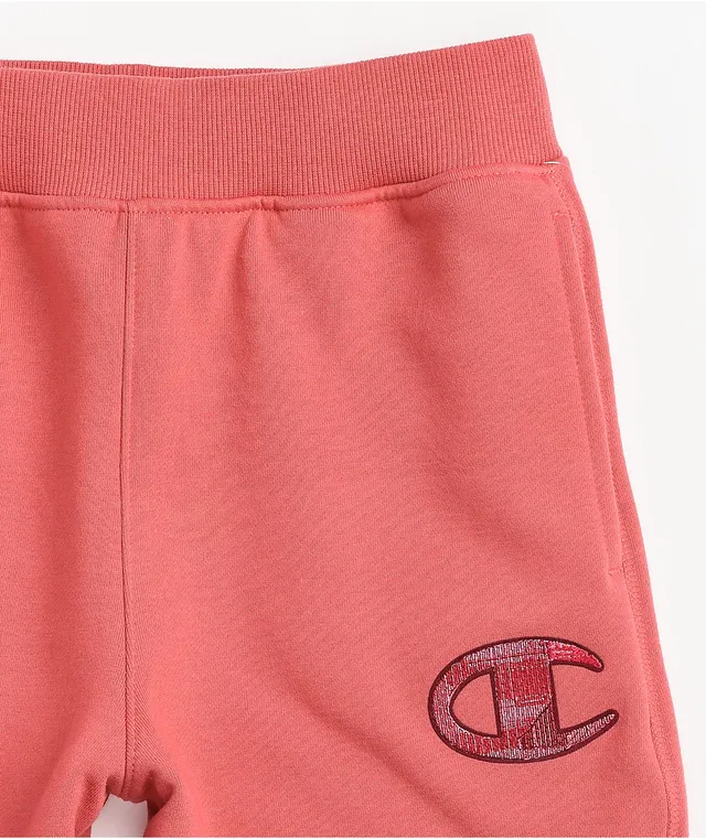 Pink champion sweat shorts deals