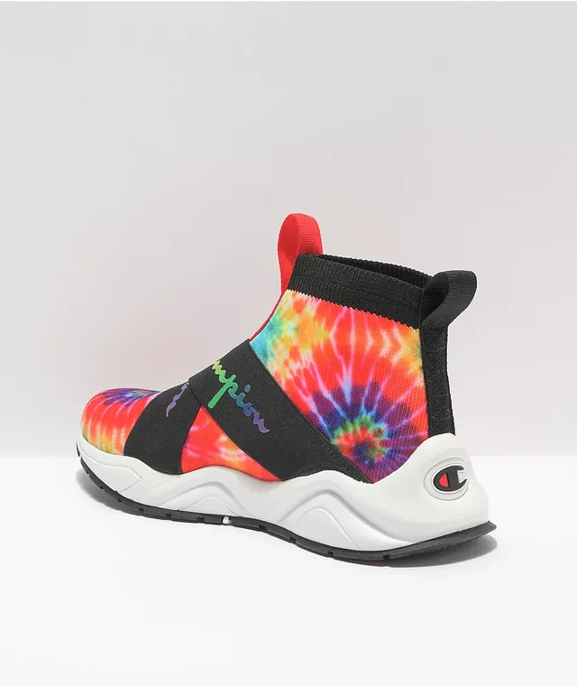 Black and rainbow champion shoes top