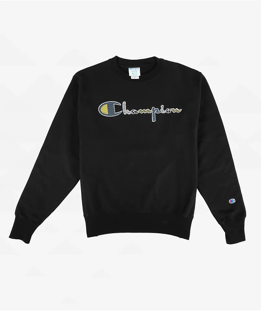 Champion Reverse Weave Black Crewneck Sweatshirt Shop Midtown
