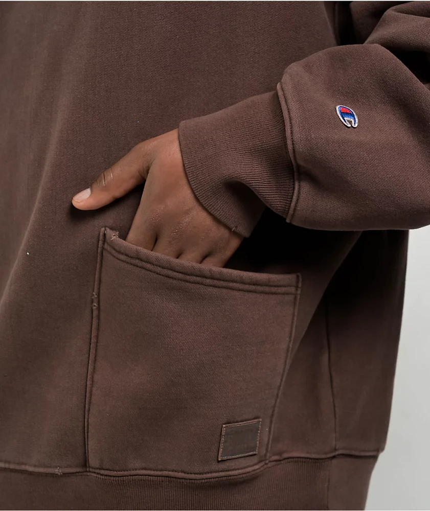 Champion Reverse Weave Crossover Warm Chocolate Brown Vintage Dye