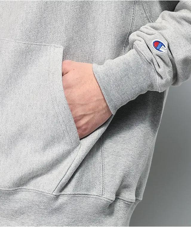 Champion grey sales logo sweatshirt