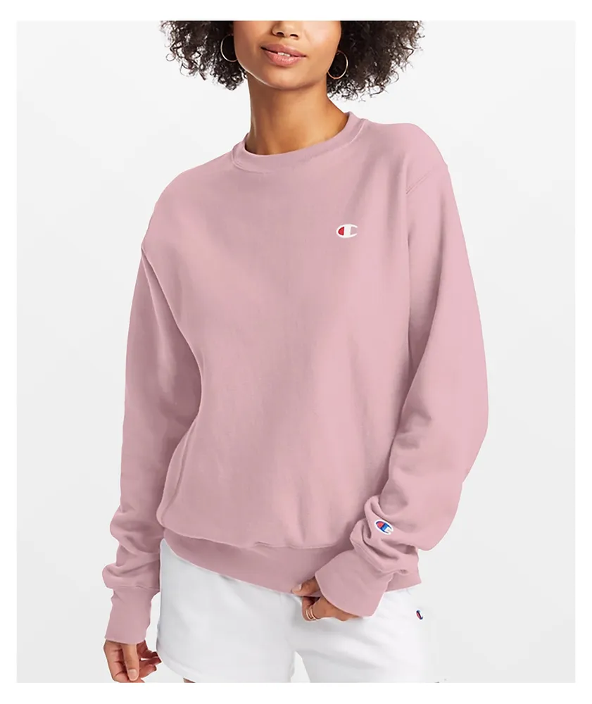 Champion pink crewneck sweatshirt store
